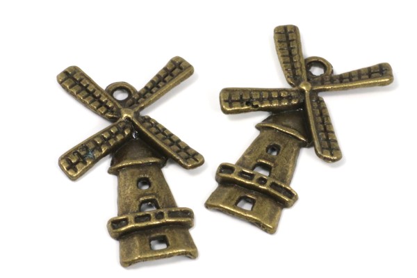 Anhänger, Windmühle, Bronzefarben, 28x16mm
