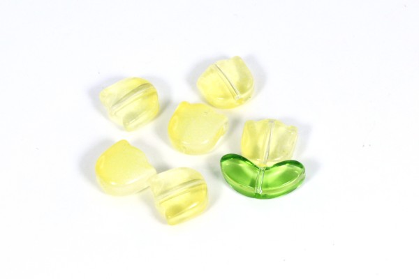 Lampenperlen, Tulpen, Gelb, 9mm
