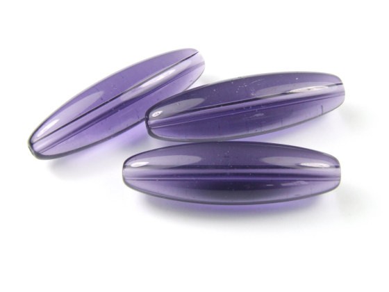 Glasperlen Schmuckperlen Oliven, 40 × 13 mm, Lila, Kristallglas