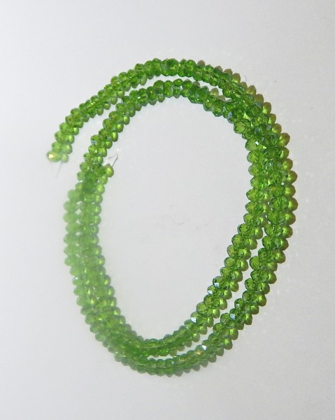 Glasschliffperlen, Rondelle, Grün, 6x8mm