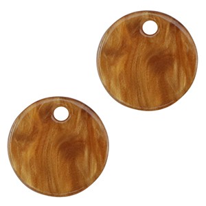 Resin Anhänger, rund, Harvest Orange-Brown, 12mm