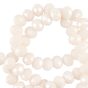 Schliffperlen, Rondelle, Vanilla White-Pearl Shine coating, 4x3mm