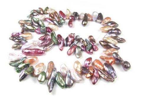 Süßwasserperlen, Zähnchen, 8-14mm, bunt gemischt