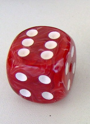 Würfelperlen, Rot, marmoriert, 16x16mm