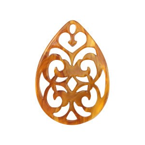 Schmuckanhänger aus Resin, Tropfenform, Barock, Golden Brown, 38x27mm