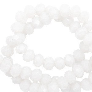 Schliffperlen, Rondell, Brilliant White-Pearl Shine coating, 6x4mm