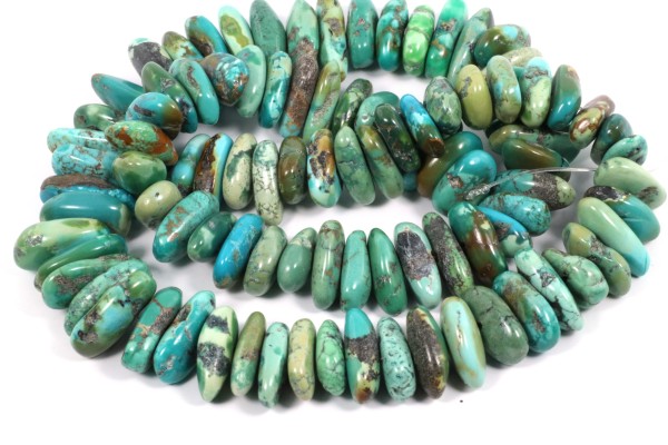 Türkis, Chips, Strang, 10-18mm