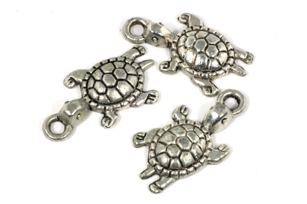 Anhänger, Schildkröte, Antik Silberfarben, 22mm