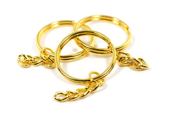 Schlüsselring mit Kette, Goldfarben, 55x28mm