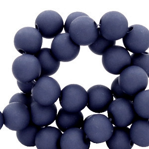 Perlen zur Schmuckherstellung, Acryl, rund, Navy Blue, matt, 6mm