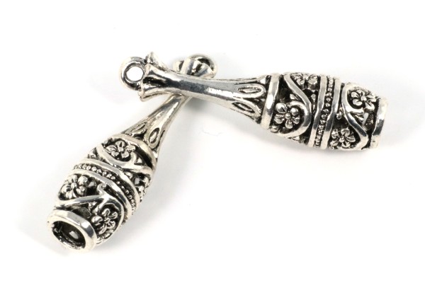 Anhänger, Vase, 3D, filigran, Antik Silberfarben, 30x8mm