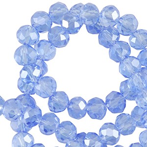 Glasschliffperlen, Rondelle, Finley Blue-Pearl Shine coating, 6x4mm