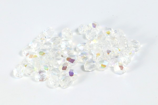 Glasschliffperlen, böhmisch, Crystal AB, 4mm, 50 Stück