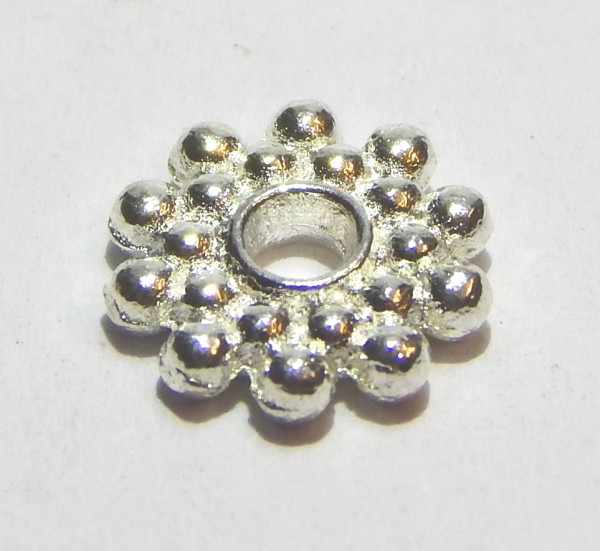 Metallperlen, Blüte, Silberfarben, 8.3x2mm