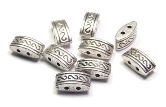 Metallspacer, 2-Loch, versilbert, 11mm