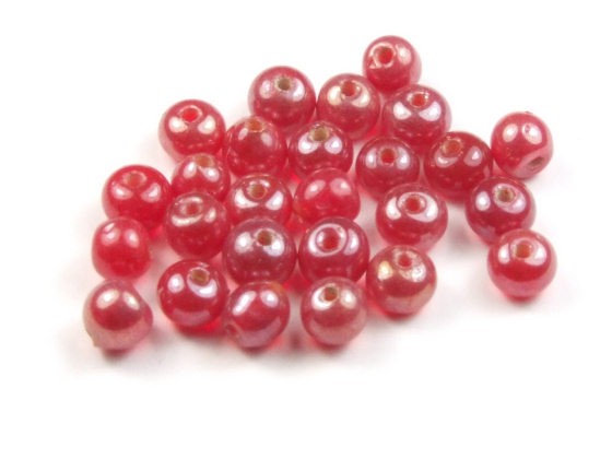 Glasperlen rund 4mm Soft-Red mit feinem Lüsterglanz