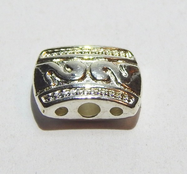 Metallperlen, 3-Loch, Silberfarben, 11x4mm