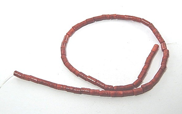 Schaumkoralle, Röhrchen, Strang mit 52-53 Perlen, ca. 10x4mm