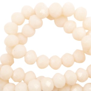 Schliffperlen, Rondelle, Vanilla Delight Beige-Pearl Shine coating, 4x3mm