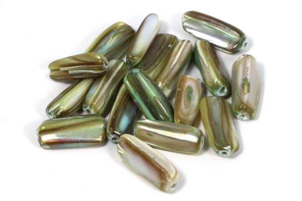 Muschelperlen, Stäbchen, Hellgrün, ca. 14x5mm