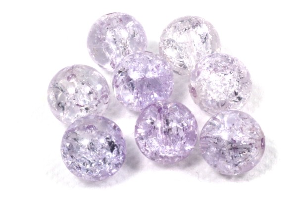 Crackle Glasperlen, Hellflieder, 10mm