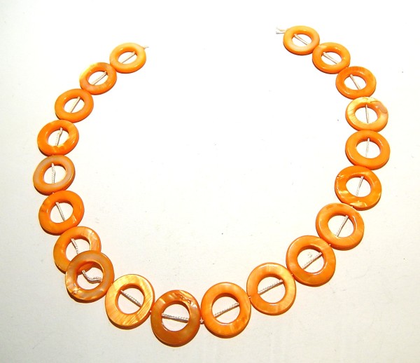 Perlmuttperlen, offene Ringe, Orange, 20mm