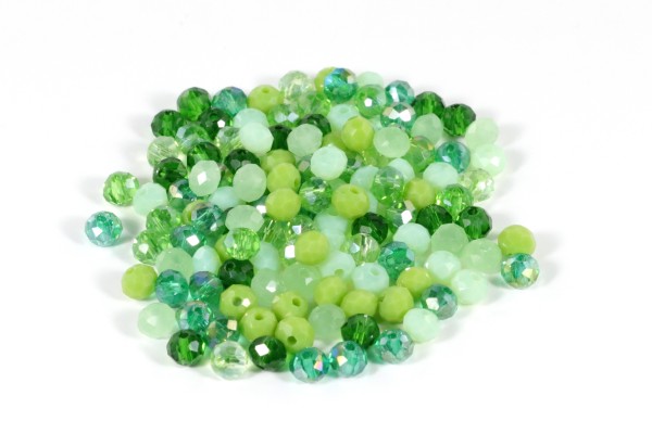 Schliffperlen, Rondelle, Grün-Töne, 125 Stück