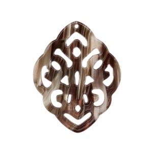 Resin Anhänger Barock Rhombus Braun (Mixed Brown) 42 x 32 mm