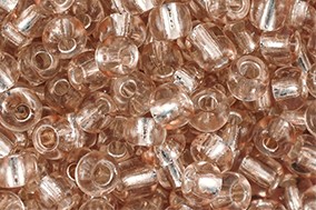 Rocailles, rund, Light Semolina Beige mit Silberfolieneinzug, 15gr., 8/0, 3mm