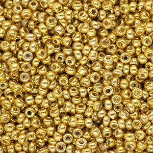 Metallic Shine Yellow Goldfarbene Glas-Rocailles rund 3 mm – Saatperlen 15 g