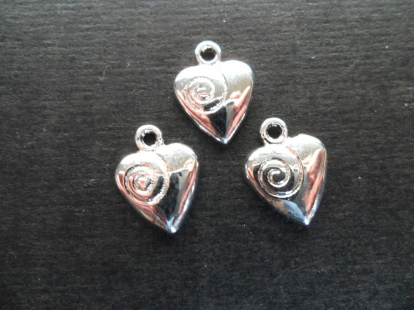 Anhänger, Herz, Silberfarben, 14mm