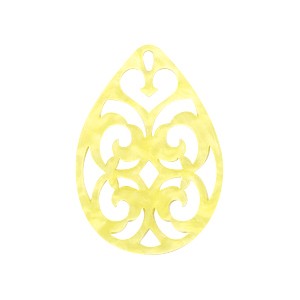 Resin Anhänger Barock Tropfen Sonnengelb (Sunshine Yellow) 38 x 27 mm