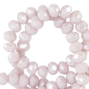 Glasschliffperlen, Rondelle, Soft Purple Ash-Pearl Shine coating, 4x3mm