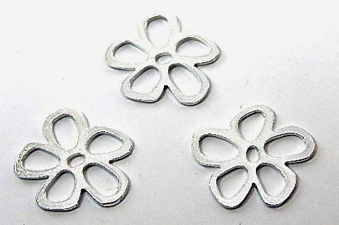 Anhänger, Verbinder, Blume, versilbert, 31mm
