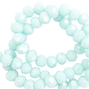 Schliffperlen, Rondelle, Light Aqua-Blue-Amber coating, 4x3mm