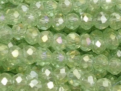 Glasschliffperlen, Rondelle, Grün AB, 2.3x2.7mm, ca. 150 Stück per Strang