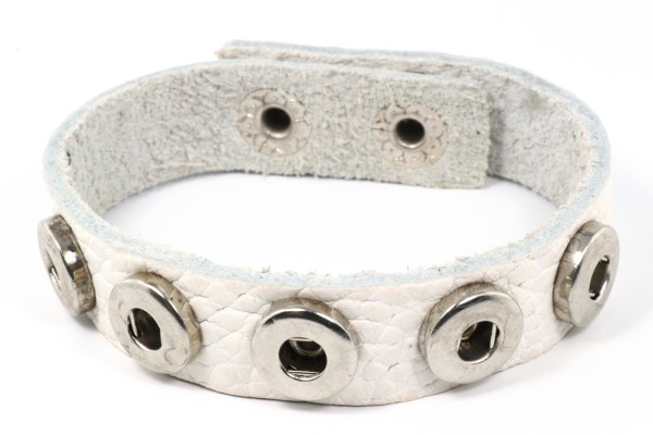 Lederarmband für 5 Mini Druckknöpfe, weich, Weiß, 20-22cm