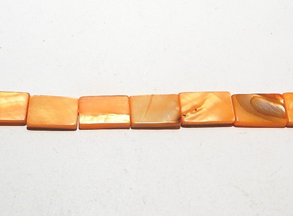 Muschelperlen, Rechtecke, Orange, 15x10mm