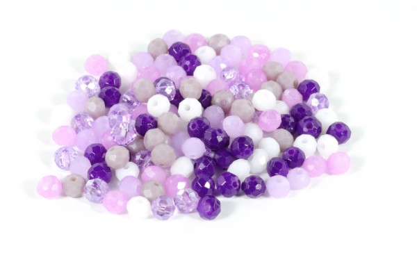 Schliffperlen, Rondelle, Rosa/Lila-Töne, 125 Stück