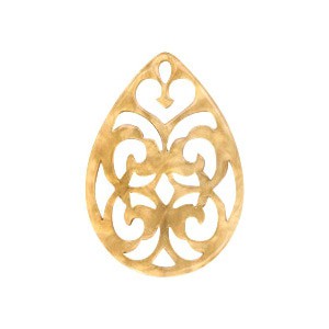 Anhänger aus Kunstharz, Tropfenform, Barock, Semolina Beige, 38x27mm