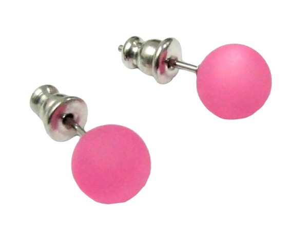 Polaris Ohrstecker, Edelstahl, Pink matt, 1 Paar, 8mm