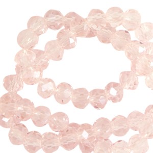 Schliffperlen, Rondelle, Primrose Pink-Pearl Shine coating, 4x3mm