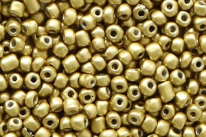 Rocailles, rund, Farbe Metallic Brass Gold III, 15gr., 2mm, 12/0