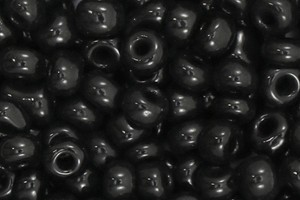 Rocailles, rund, Schwarz, 15gr, 6/0, 4mm