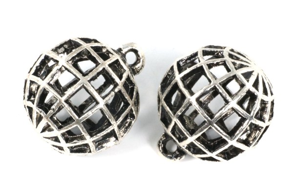 Anhänger, Kugel, Altsilberfarben, 22x17mm
