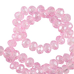 Glasperlen mit Schliff, Rondelle, Azalea Pink, 4x3mm