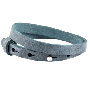 Cuoio Wickelarmband, Leder, 8mm, Antique Blue, 43cm