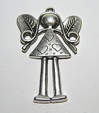 Anhänger, Engel, XL. Antik Silberfarben, 79x51mm
